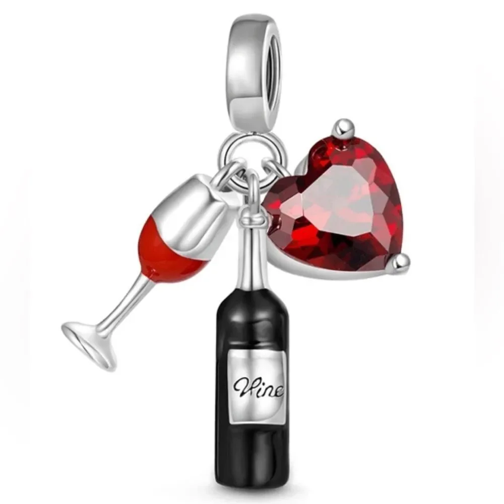 NWOT Red Wine Silver S925 Pandora Fit Charm